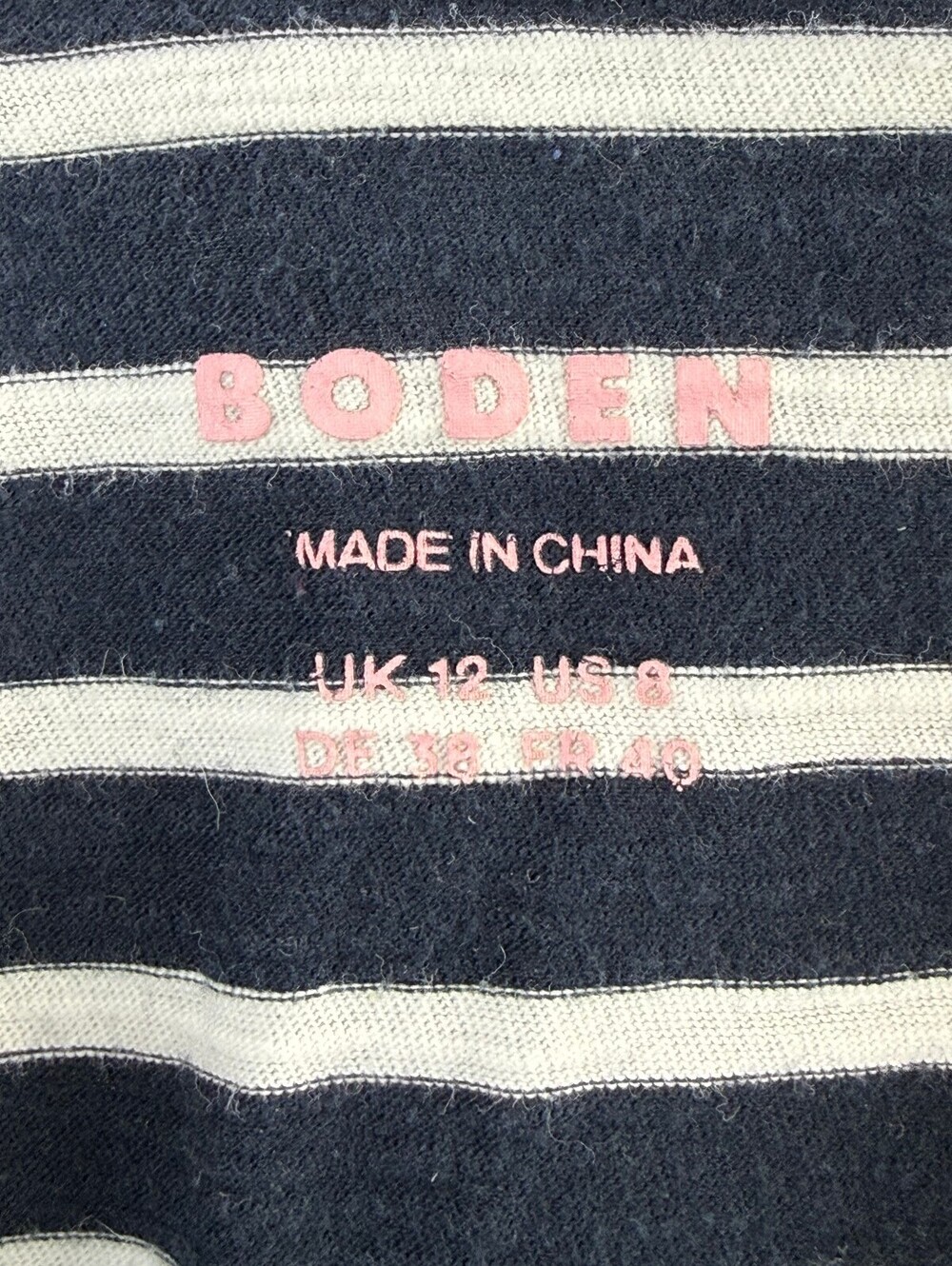 BODEN Navy and White Striped Ruffle Trim Long-Sleeve Henley Tee - Size - 8 - Picture 5 of 7